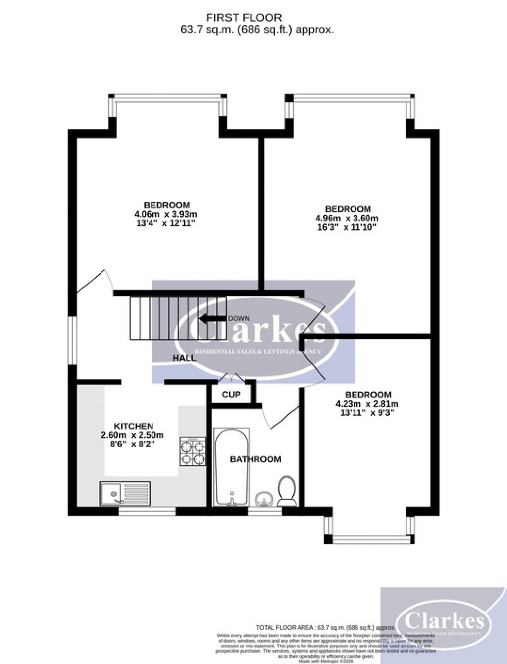 Floorplans For First Floor Flat 64 The Avenue, Moordown, Bournemouth